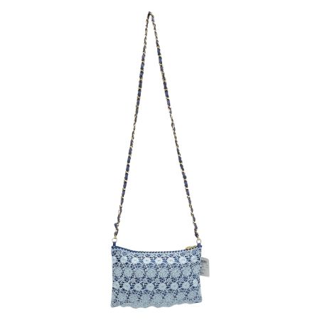  近沢レース ショルダーポーチ ミニポーチ 刺繍 スカイブルー