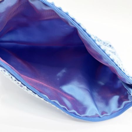  近沢レース ショルダーポーチ ミニポーチ 刺繍 スカイブルー