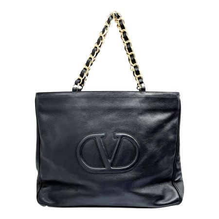  VALENTINO バレンチノ チェーントートバッグ レザー ブラック