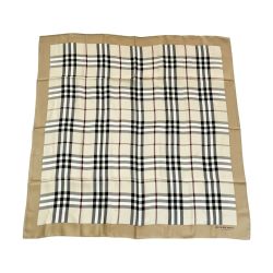 ◆◆ BURBERRY LONDON バーバリーロンドン スカーフ ノバチェック シルク100% 箱無 タグ付 ブラウン Sランク