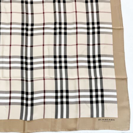 BURBERRY LONDON バーバリーロンドン スカーフ ノバチェック シルク100% 箱無 タグ付 ブラウン