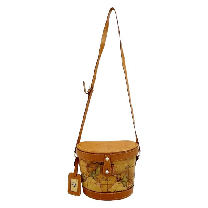 極美品 PRIMA CLASSE プリマクラッセ ショルダーバッグ 地図柄 PRIMA CLASSE プリマクラッセ ショルダーバッグ 飯盒型バッグ 地図柄