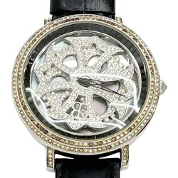 ◆◆ brillamico ブリラミコ 腕時計 クォーツ スワロフスキー レザー シルバー レディース  Bランク