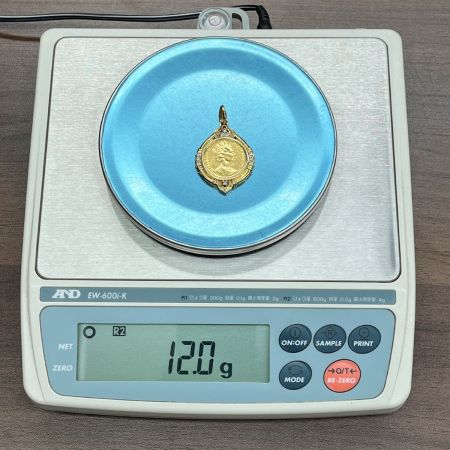  マン島キャット 金貨 1/5オンス 1991エリザベス2 K24 ペンダントトップ K18 メレダイヤ 総重量12.0g