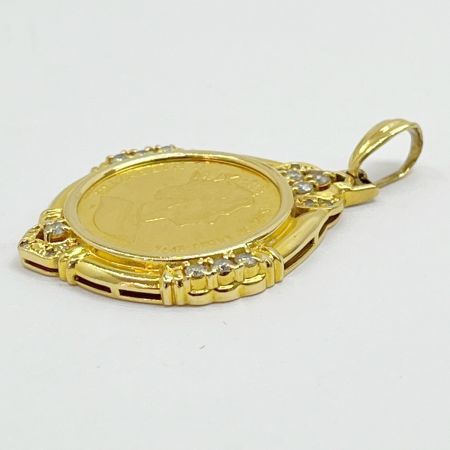  マン島キャット 金貨 1/5オンス 1991エリザベス2 K24 ペンダントトップ K18 メレダイヤ 総重量12.0g