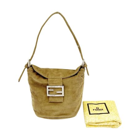  FENDI フェンディ マンマバケット ショルダーバッグ コーデュロイ 布袋付 214526765009 ブラウン