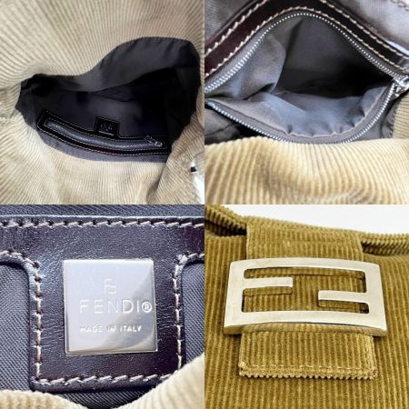  FENDI フェンディ マンマバケット ショルダーバッグ コーデュロイ 布袋付 214526765009 ブラウン