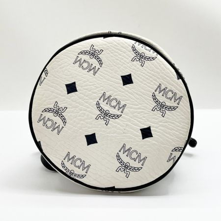  MCM エムシーエム ショルダーバッグ 巾着型 斜め掛け 総柄 ホワイト