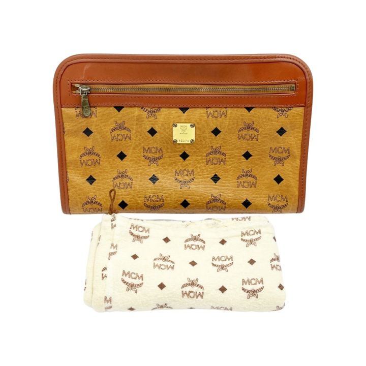美品 MCM エムシーエム モノグラム 総柄 クラッチバッグ ベージュ 鞄