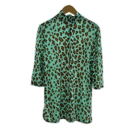  ITALIYA イタリヤ カットソー ヒョウ柄 13号 レディース ミセス エメラルドグリーン