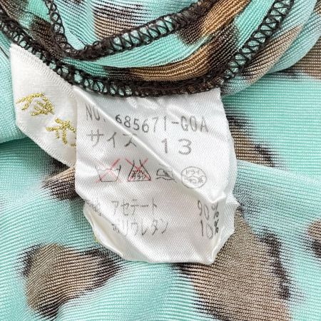  ITALIYA イタリヤ カットソー ヒョウ柄 13号 レディース ミセス エメラルドグリーン