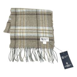 ◆◆ Johnstons ジョンストンズ ラムウール チェック ストール ブラウン Sランク