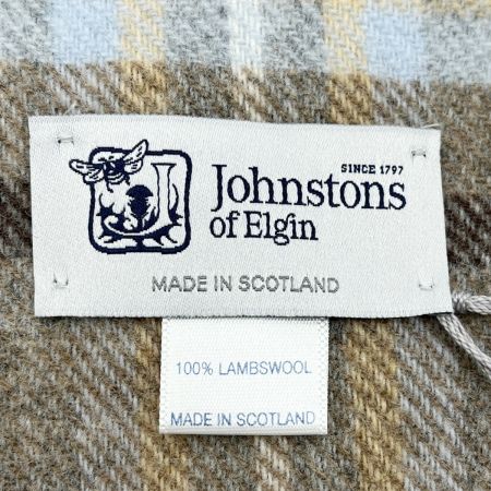  Johnstons ジョンストンズ ラムウール チェック ストール ブラウン