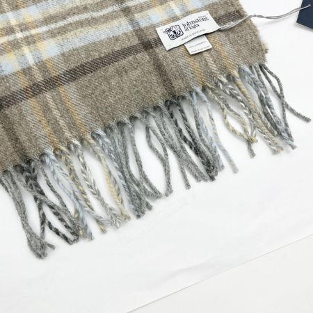  Johnstons ジョンストンズ ラムウール チェック ストール ブラウン