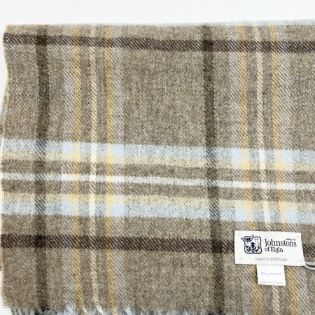  Johnstons ジョンストンズ ラムウール チェック ストール ブラウン