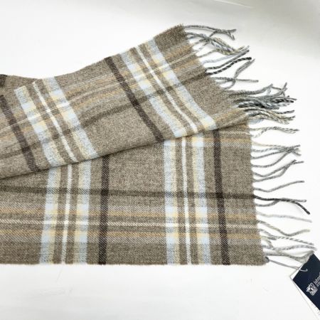  Johnstons ジョンストンズ ラムウール チェック ストール ブラウン