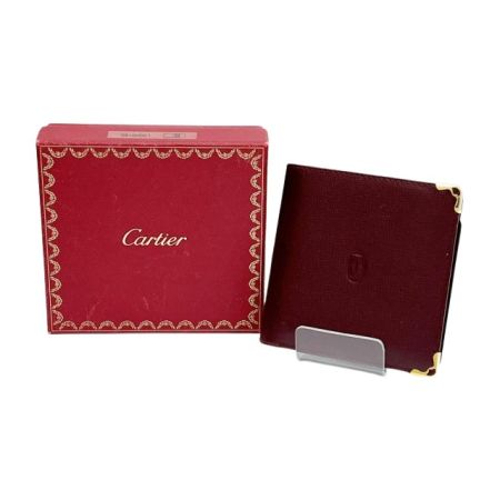  Cartier カルティエ 2つ折り財布 ウォレット 赤 レディース 箱付 レッド