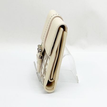  Christian Dior クリスチャンディオール 2つ折り財布 花柄 46-BM 0075 アイボリー/ブラウン
