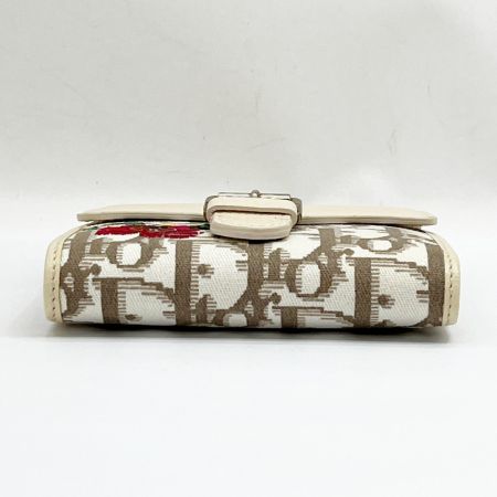  Christian Dior クリスチャンディオール 2つ折り財布 花柄 46-BM 0075 アイボリー/ブラウン