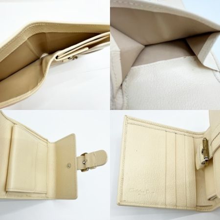  Christian Dior クリスチャンディオール 2つ折り財布 花柄 46-BM 0075 アイボリー/ブラウン