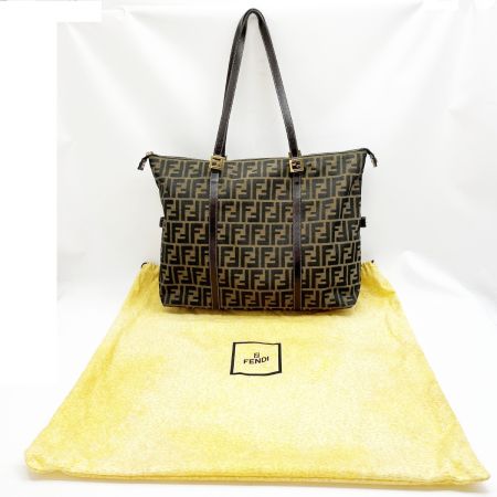  FENDI フェンディ ハンドバッグ ズッカ キャンバス 布袋付 2370/26574/098 ブラウン