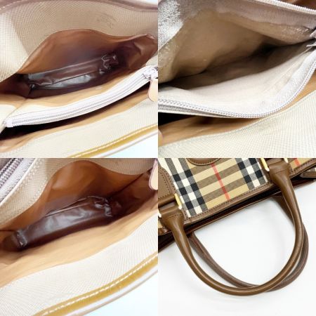  Burberrys バーバリーズ ハンドバッグ ノバチェック キャンバス ブラウン