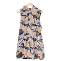 ◆◆ ITALIYA イタリヤ 伊太利屋 フード付ベスト 迷彩 9号 レディース ブラウン Bランク