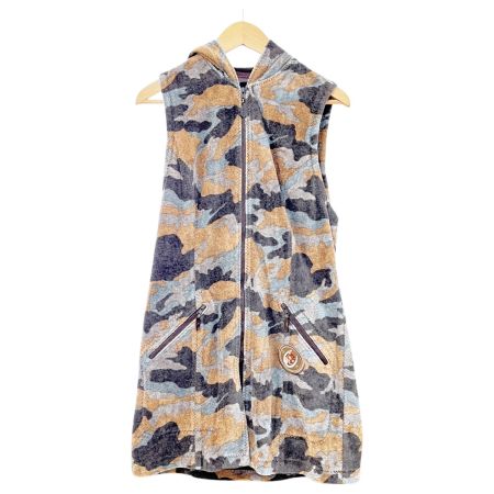  ITALIYA イタリヤ 伊太利屋 フード付ベスト 迷彩 9号 レディース ブラウン