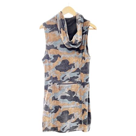  ITALIYA イタリヤ 伊太利屋 フード付ベスト 迷彩 9号 レディース ブラウン