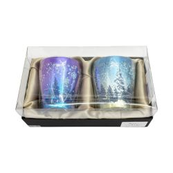 ◆◆ HORIE 華チタン ２重タンブラー 雪花 マゼンタ ブルー 2個セット Sランク