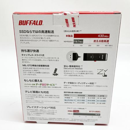  BUFFALO バッファロー ポータブルSSD 外付けスティックタイプ 500GB SSD-PUT500U3-BKC