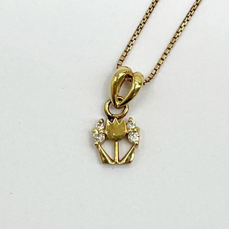  Private Label プライベートレーベル ネックレス K18 2.6g チューリップ メレダイヤ