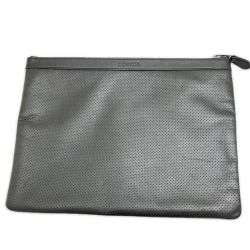 ◆◆ COACH コーチ パンチングレザークラッチバッグ F63066 ブラック Bランク