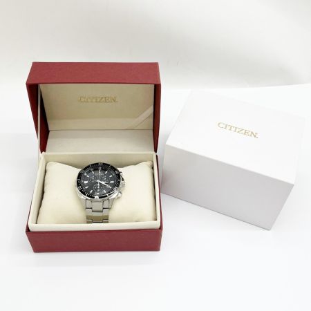  CITIZEN シチズン 腕時計 エコドライブ ステンレススチール ブラック クロノグラフ 箱・取説・コマ付 H500-S061538