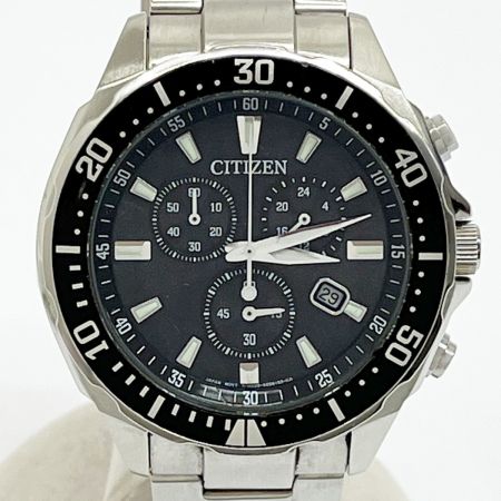  CITIZEN シチズン 腕時計 エコドライブ ステンレススチール ブラック クロノグラフ 箱・取説・コマ付 H500-S061538