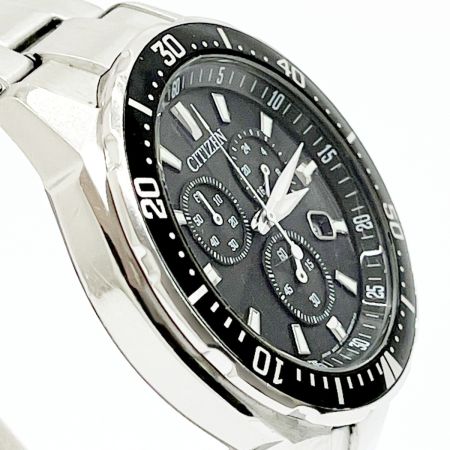  CITIZEN シチズン 腕時計 エコドライブ ステンレススチール ブラック クロノグラフ 箱・取説・コマ付 H500-S061538