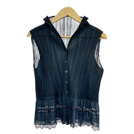  ISSEY MIYAKE イッセイミヤケ PLEATSPLEASE カットソー サイズ3 レディース ブラック×ネイビー