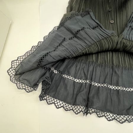  ISSEY MIYAKE イッセイミヤケ PLEATSPLEASE カットソー サイズ3 レディース ブラック×ネイビー