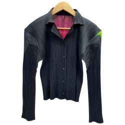 ◆◆ ISSEY MIYAKE イッセイミヤケ オーロラ ブラウス PLEATSPLEASE PP79-JK924 ブラック×マルチ Bランク