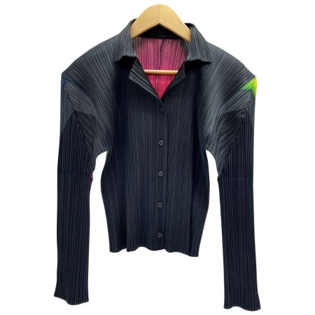  ISSEY MIYAKE イッセイミヤケ オーロラ ブラウス PLEATSPLEASE PP79-JK924 ブラック×マルチ
