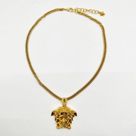  VERSACE ベルサーチ ラージ メドゥーサ ネックレス メッキ Gカード 箱付  1008766 ゴールド