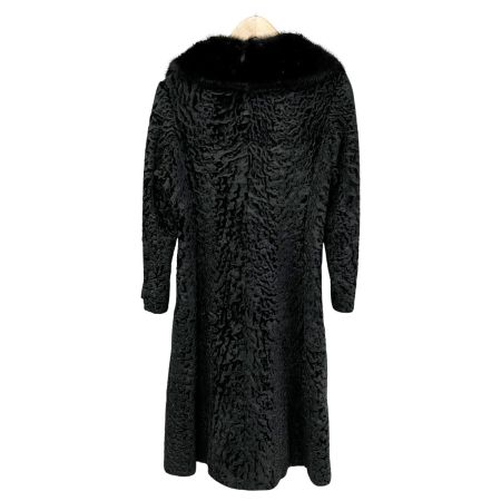  glycine グリシン 毛皮ロングコート 襟元ミンク アウター レディース ミセス ブラック