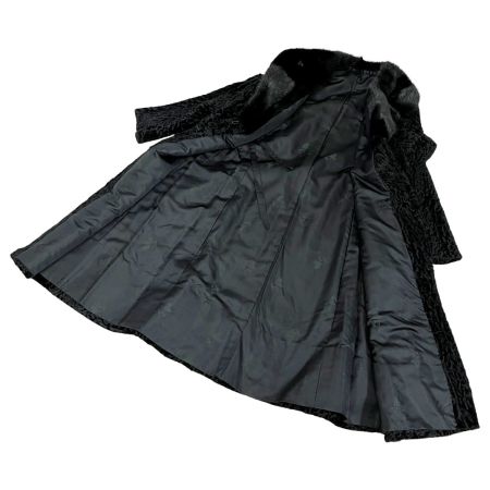  glycine グリシン 毛皮ロングコート 襟元ミンク アウター レディース ミセス ブラック