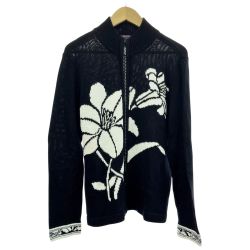 ◆◆ LEONARD レオナール ニットカーディガン 花柄 Mサイズ レディース ブラック Cランク