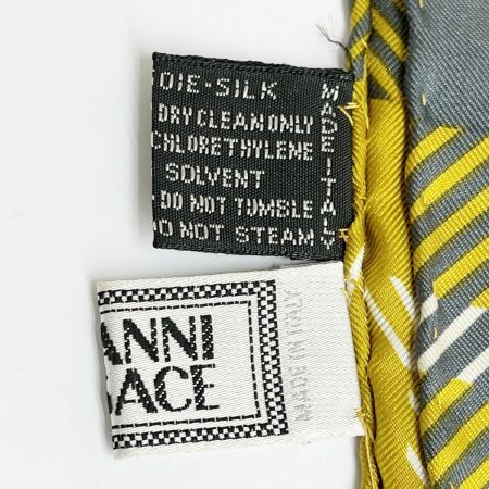  VERSACE ベルサーチ スカーフ マフラーショール シルク フリンジ チェック イエロー レディース レッド×マスタード