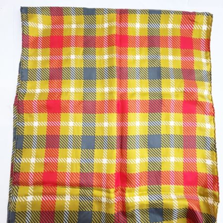  VERSACE ベルサーチ スカーフ マフラーショール シルク フリンジ チェック イエロー レディース レッド×マスタード