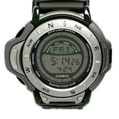  CASIO カシオ 腕時計 PRO TREK クォーツ 本体のみ ナイロン カーキ  PRL-35 Bランク