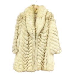 ◆◆  フォックスファー 毛皮 コート 9号 ミディアム丈 レディース アウター ホワイト Bランク