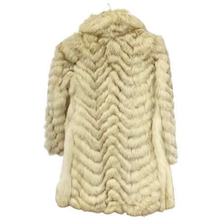   フォックスファー 毛皮 コート 9号 ミディアム丈 レディース アウター ホワイト