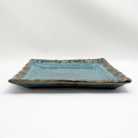   小樽窯 角皿 25cm 青緑色 ブルー グリーン 陶器皿 食器
